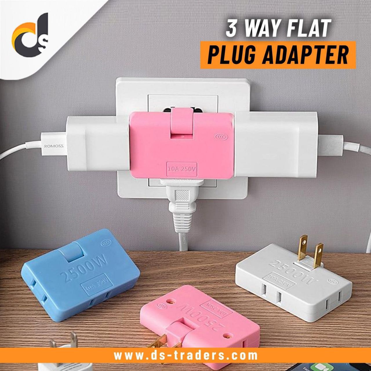 3-in-1 rotatable outlet adapter