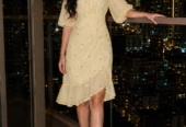 Floral Chiffon Midi Dress – Soft Yellow