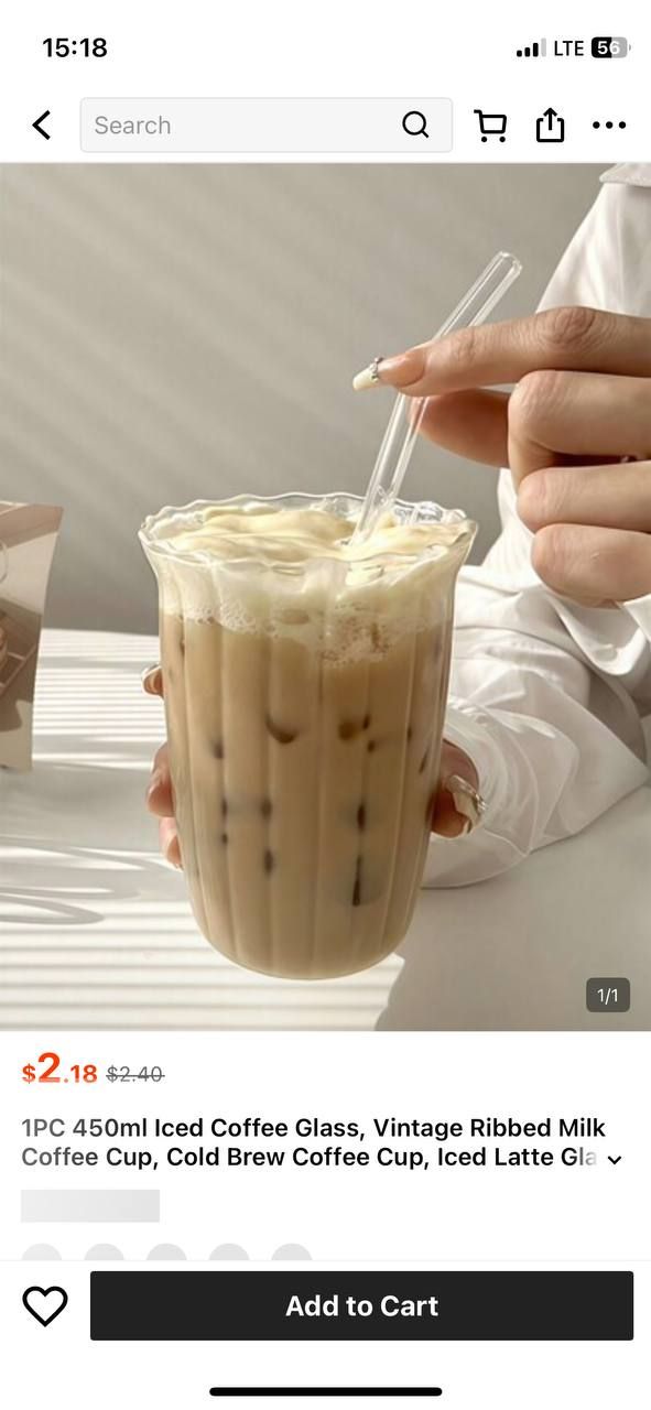 Modern glass coffe cup
