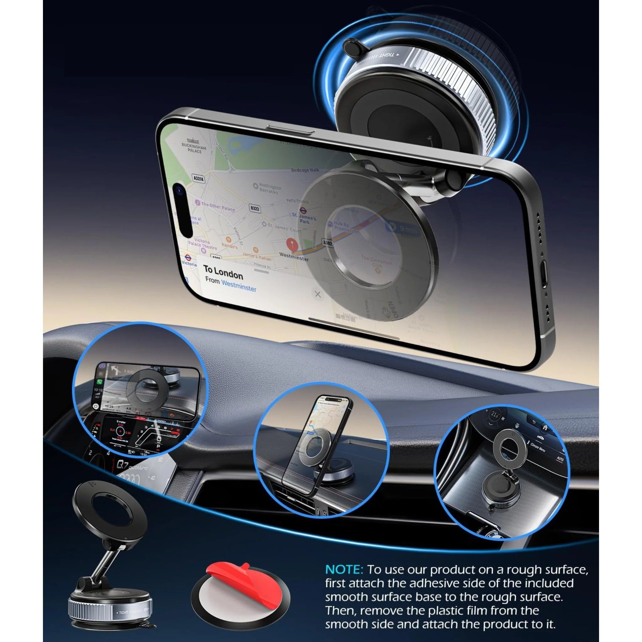 Wireless Charging Vacuum Suction Phone Holder