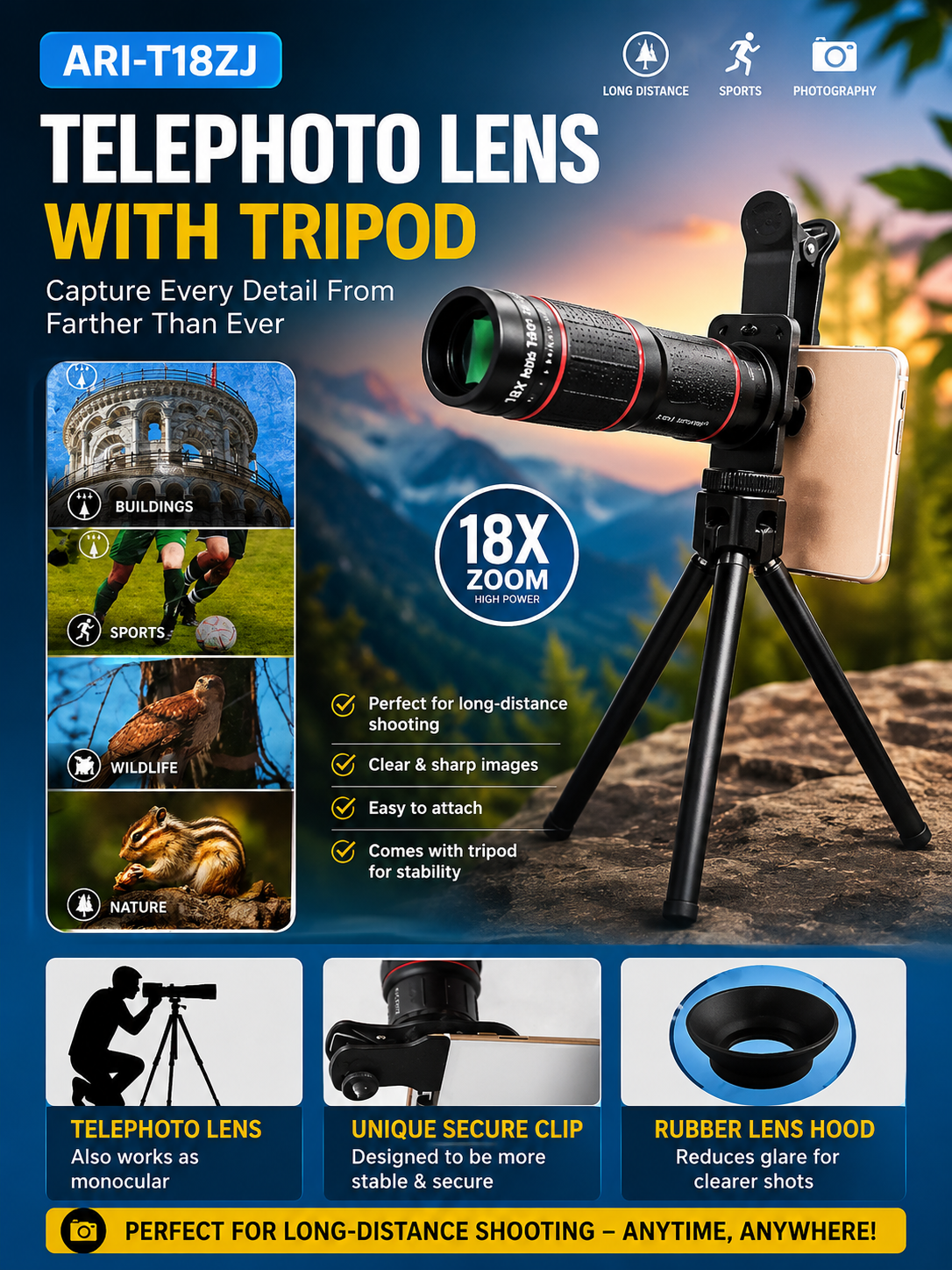 Telephoto Lens with Tripod